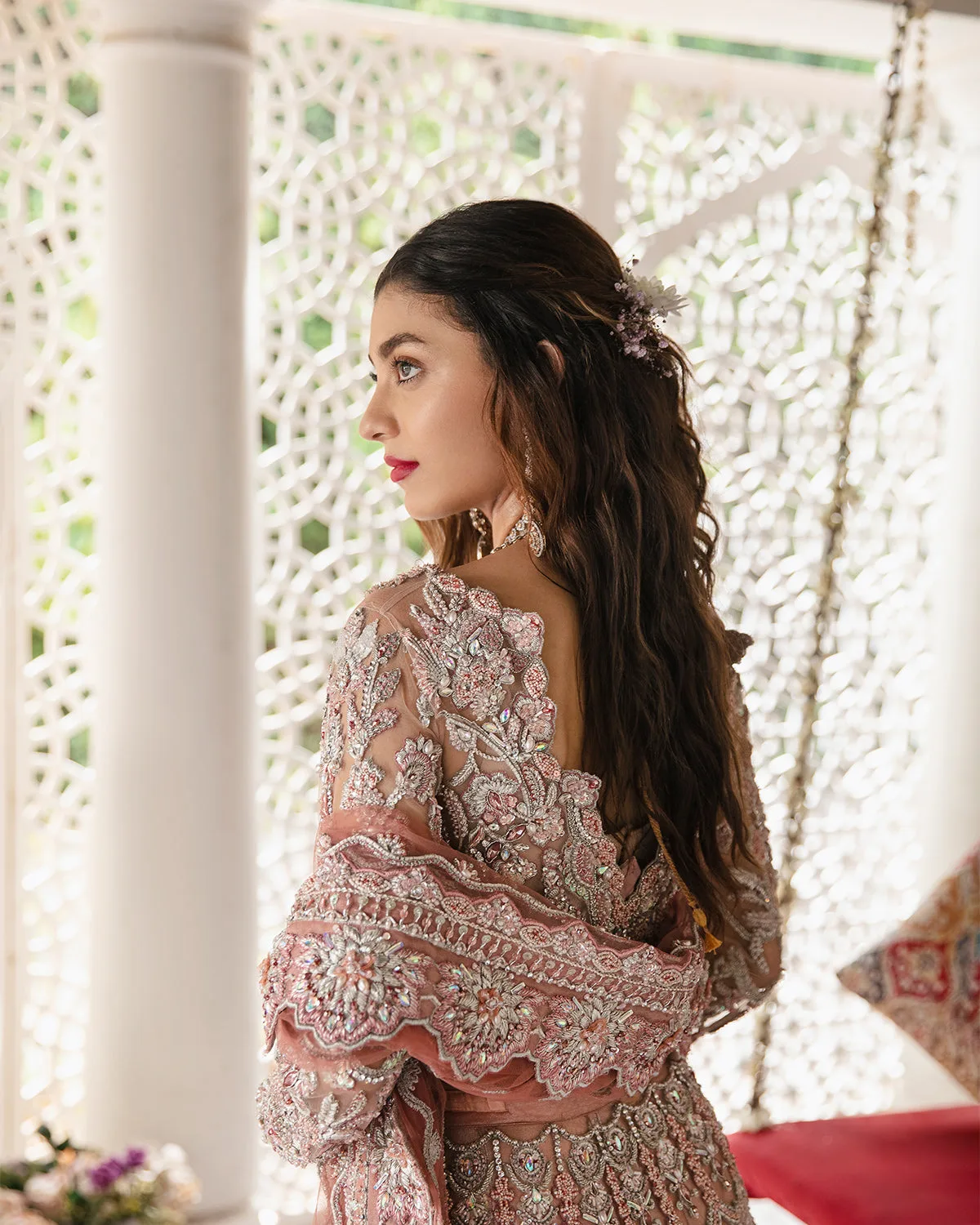 Pakistani Bridal Dress in Pink Lehenga and Choli Style 3