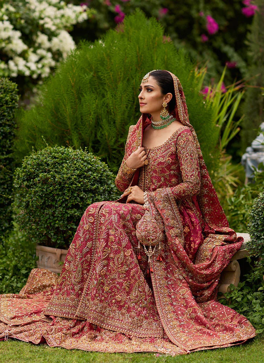 Pakistani Bridal Dress Embellished in Red Farshi Lehenga style 4