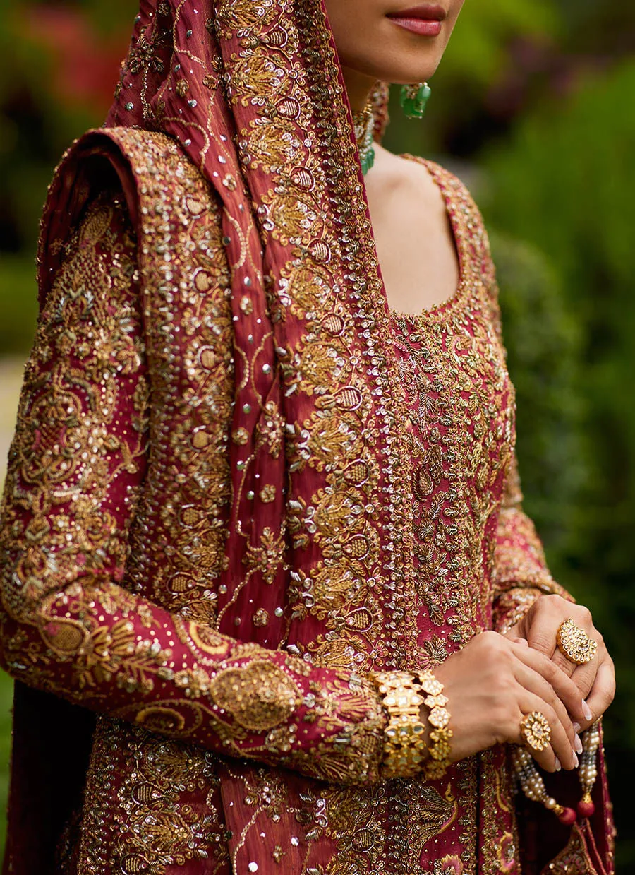 Pakistani Bridal Dress Embellished in Red Farshi Lehenga style 6