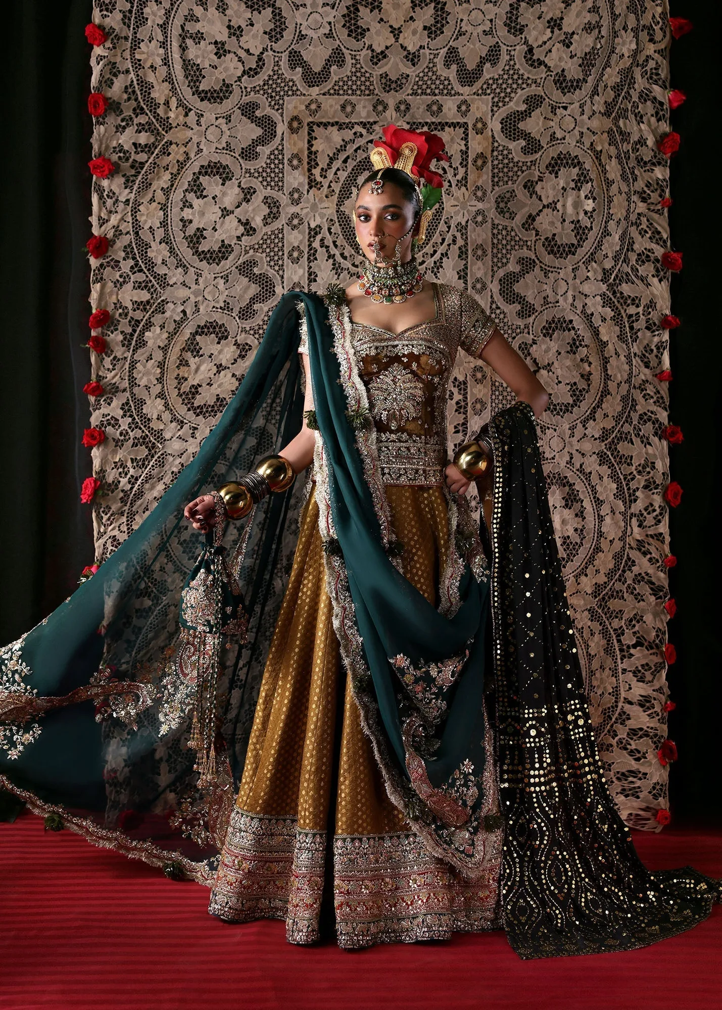 Pakistani Bridal Dress in Mustard Choli Lehenga Style 2