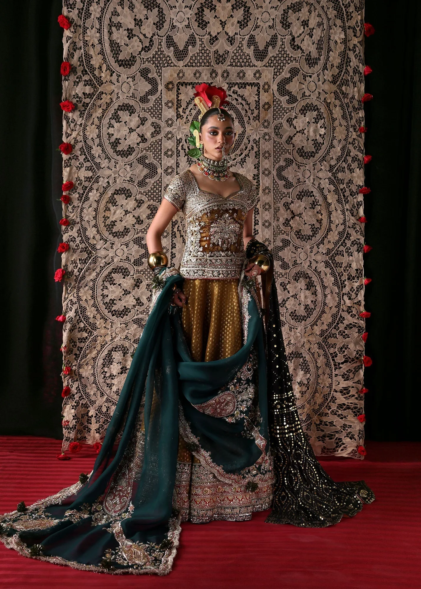 Pakistani Bridal Dress in Mustard Choli Lehenga Style 6