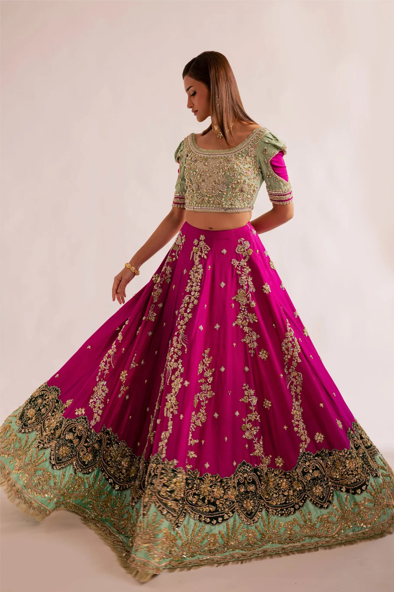 Elegant Mint Green Pakistani Bridal Dress for Weddings 3