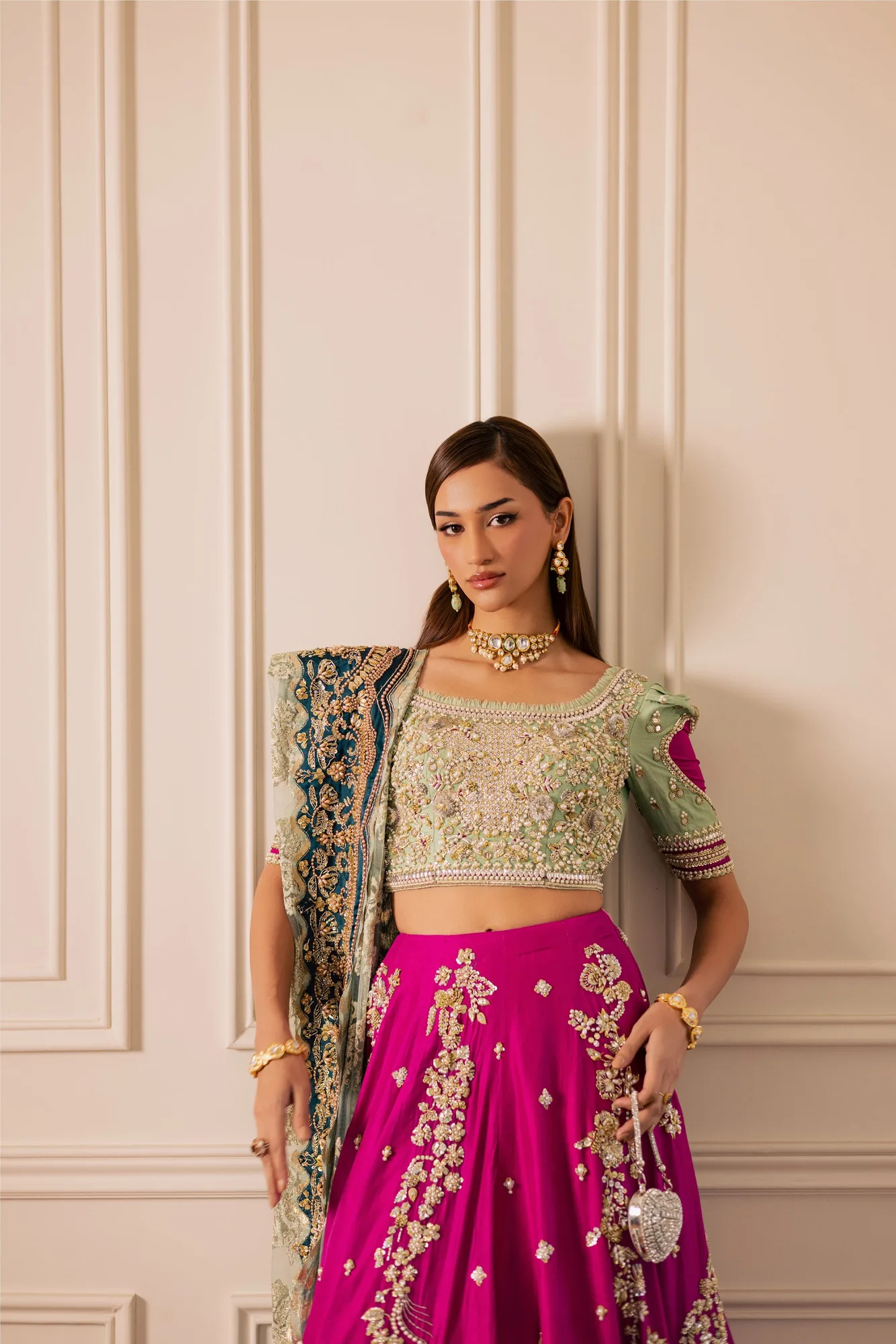 Elegant Mint Green Pakistani Bridal Dress for Weddings 5