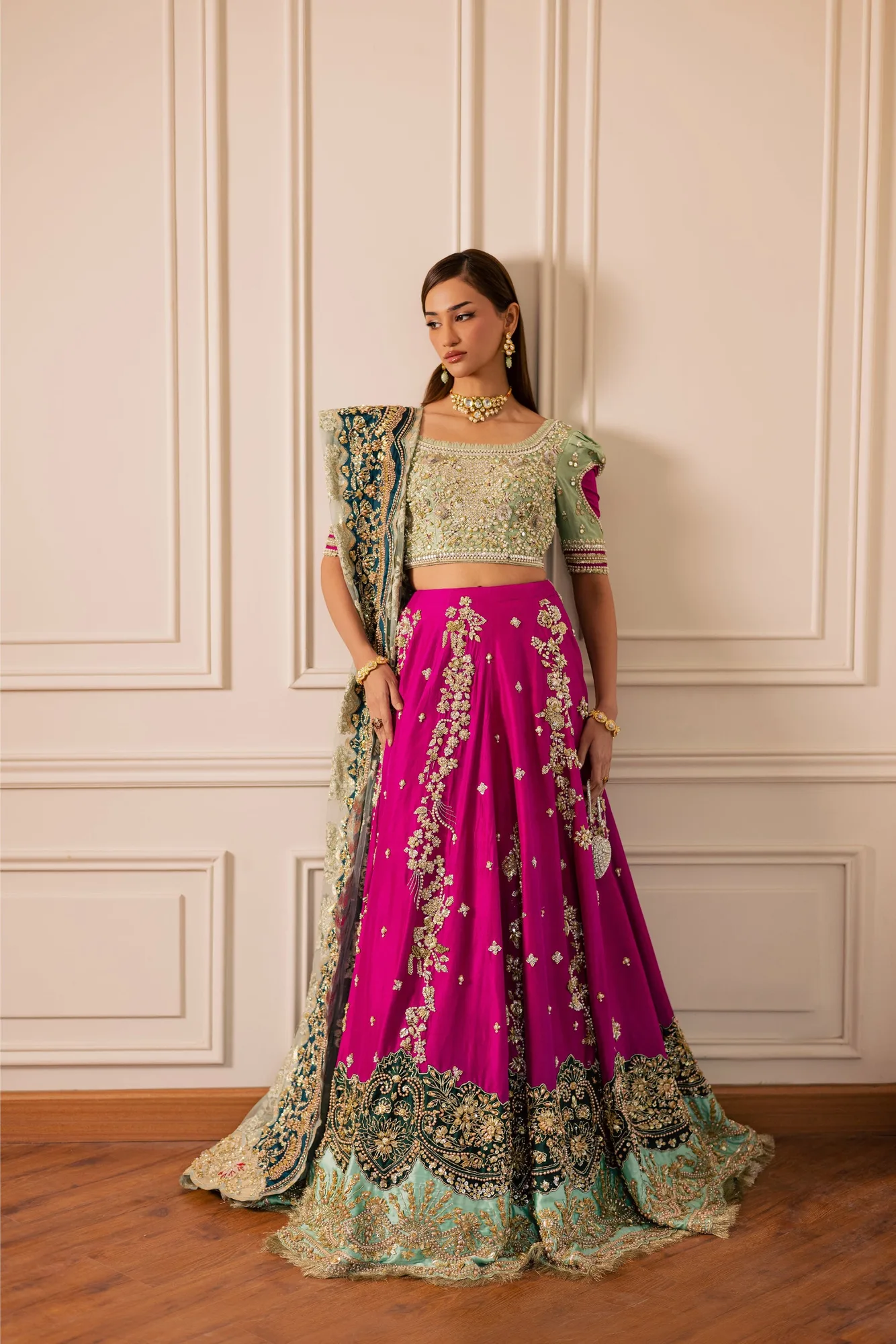 Elegant Mint Green Pakistani Bridal Dress for Weddings 6