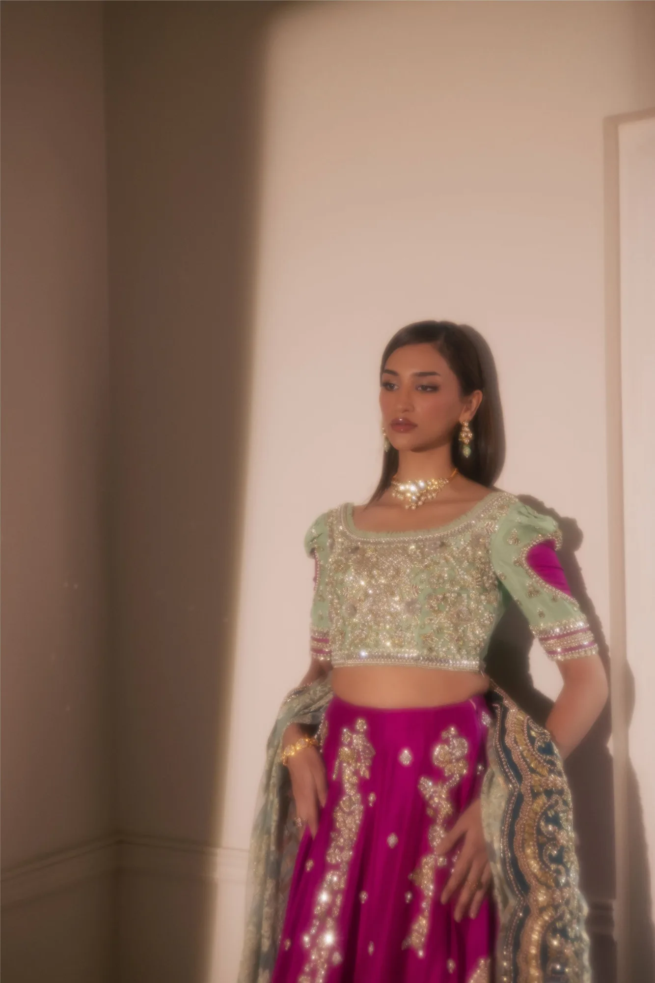 Elegant Mint Green Pakistani Bridal Dress for Weddings 8