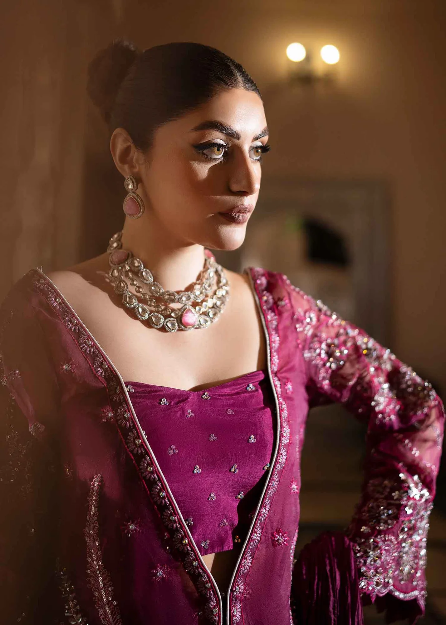 Gorgeous Pakistani Wedding Dress with Embroidery and Tassels 5