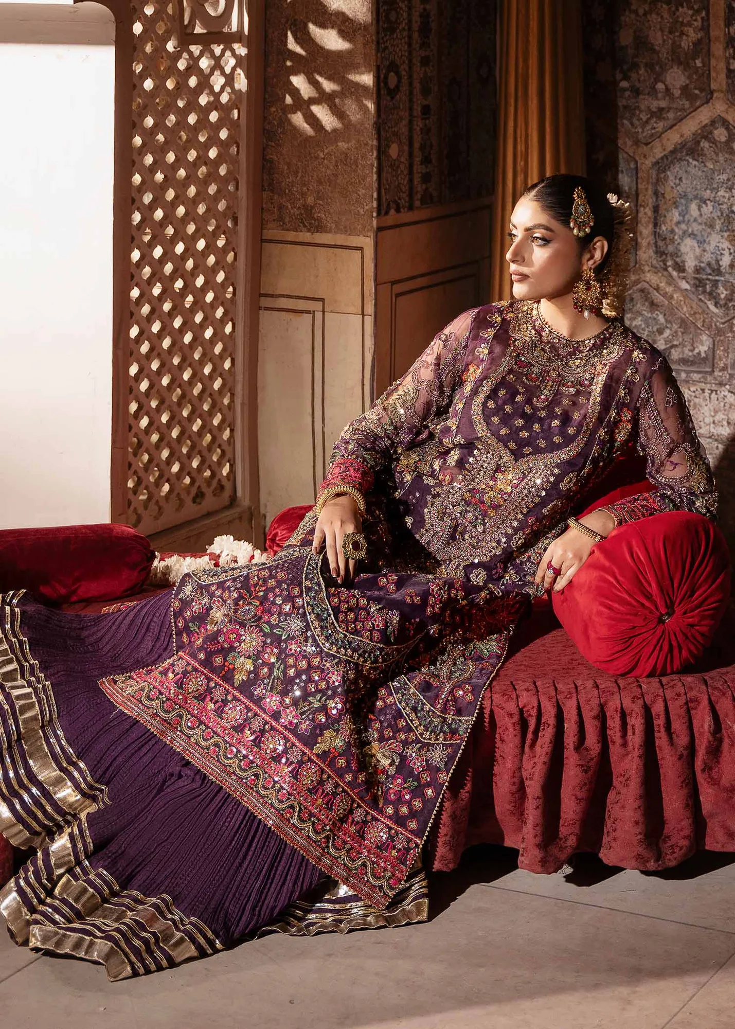 Elegant Purple Pakistani Wedding Dress with Intricate Embroidery 3