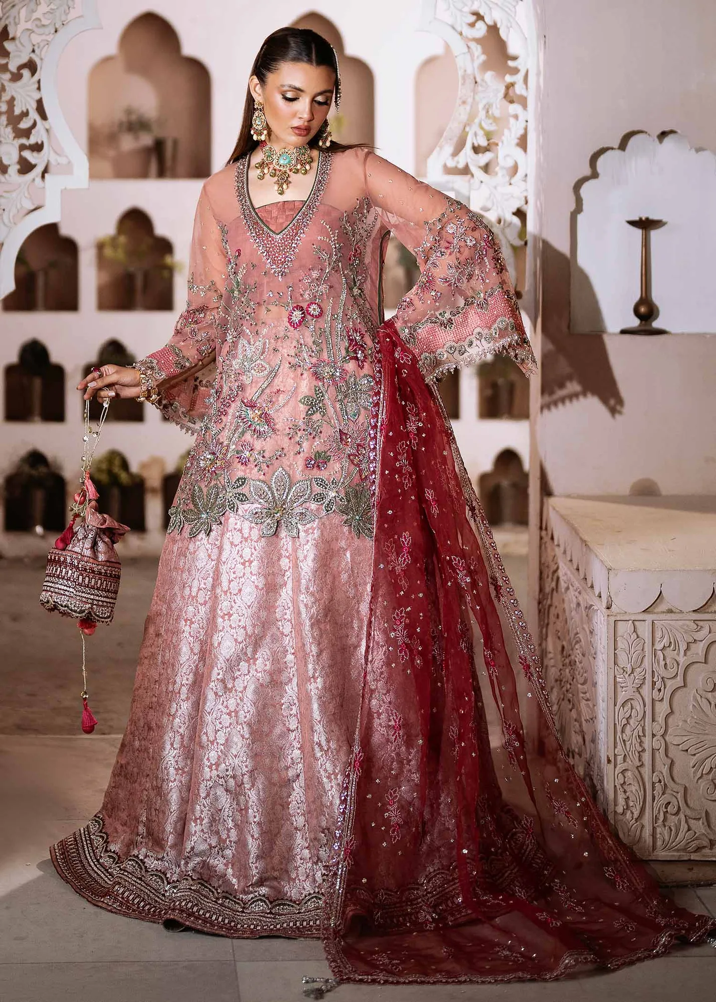 Light Pink Pakistani Wedding Dress with Embellished Details 2