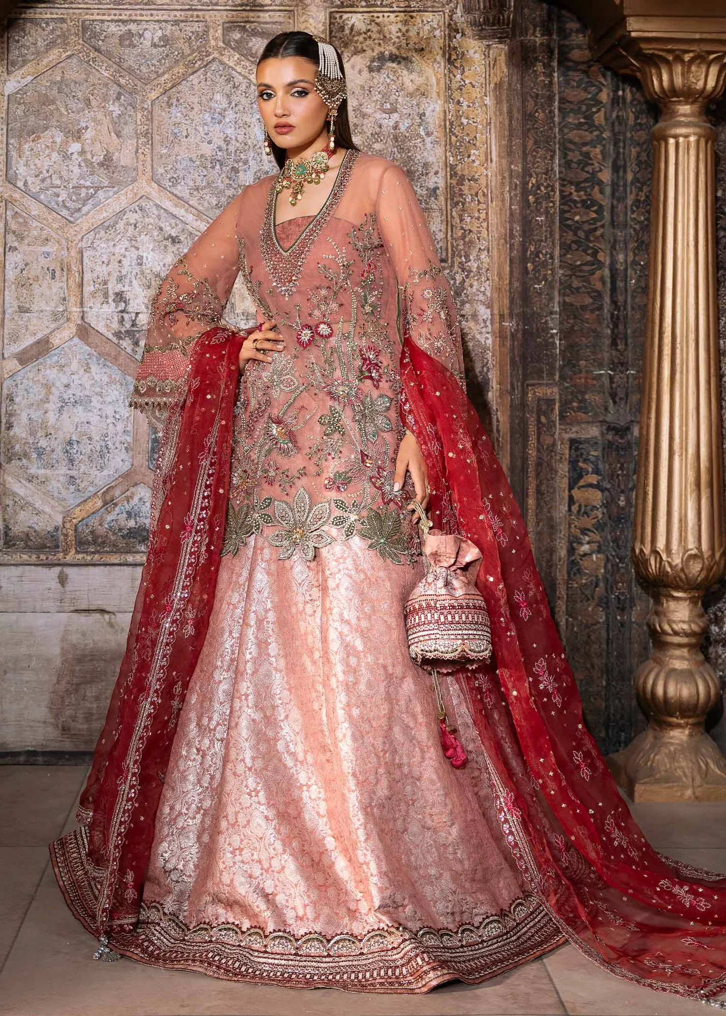 Light Pink Pakistani Wedding Dress with Embellished Details 5