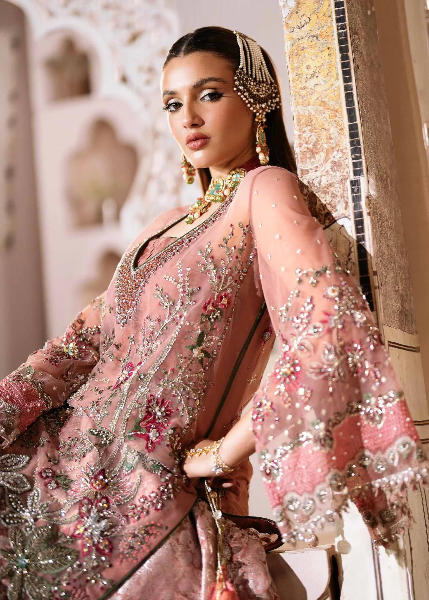Light Pink Pakistani Wedding Dress with Embellished Details 6