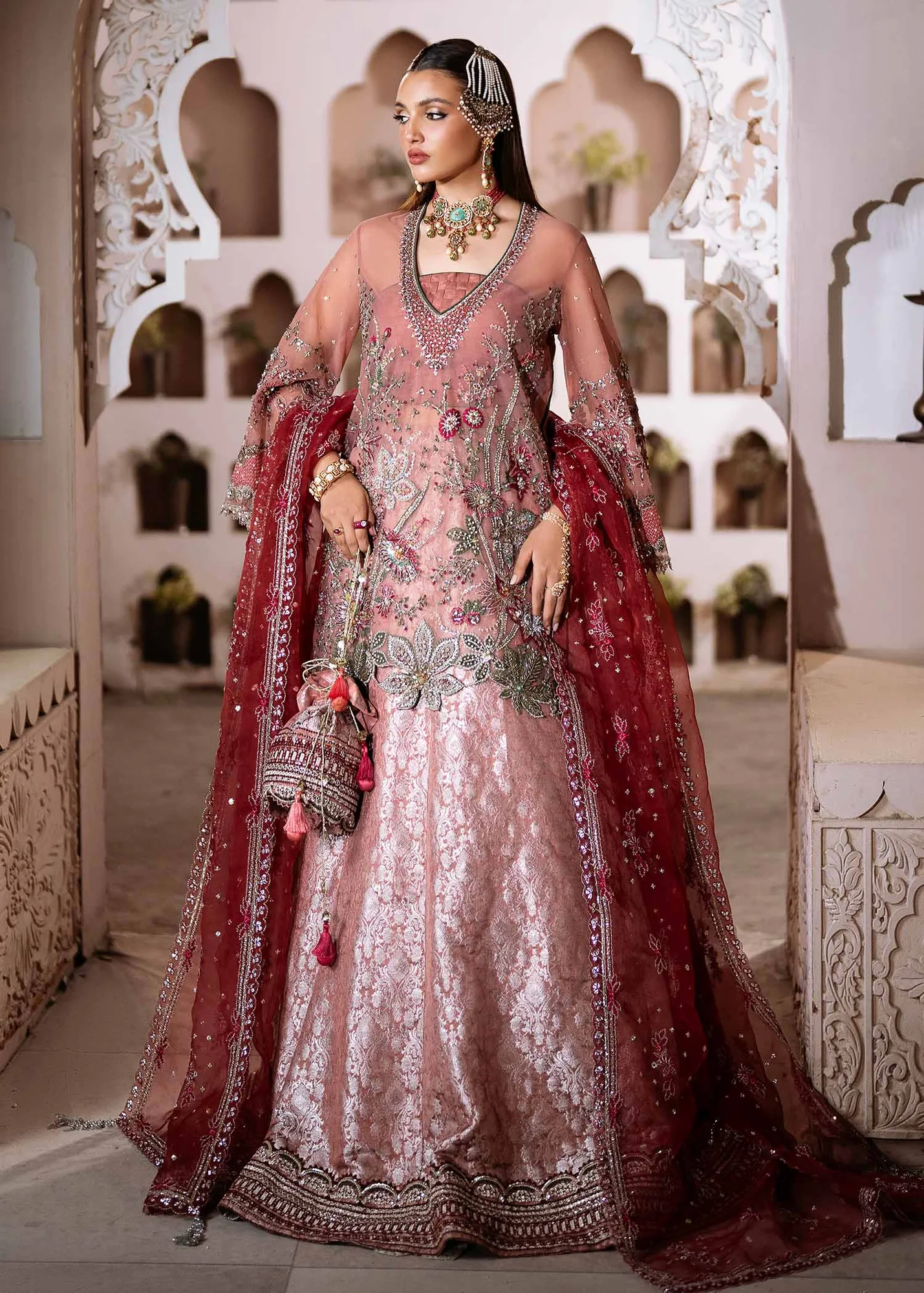 Light Pink Pakistani Wedding Dress with Embellished Details 8