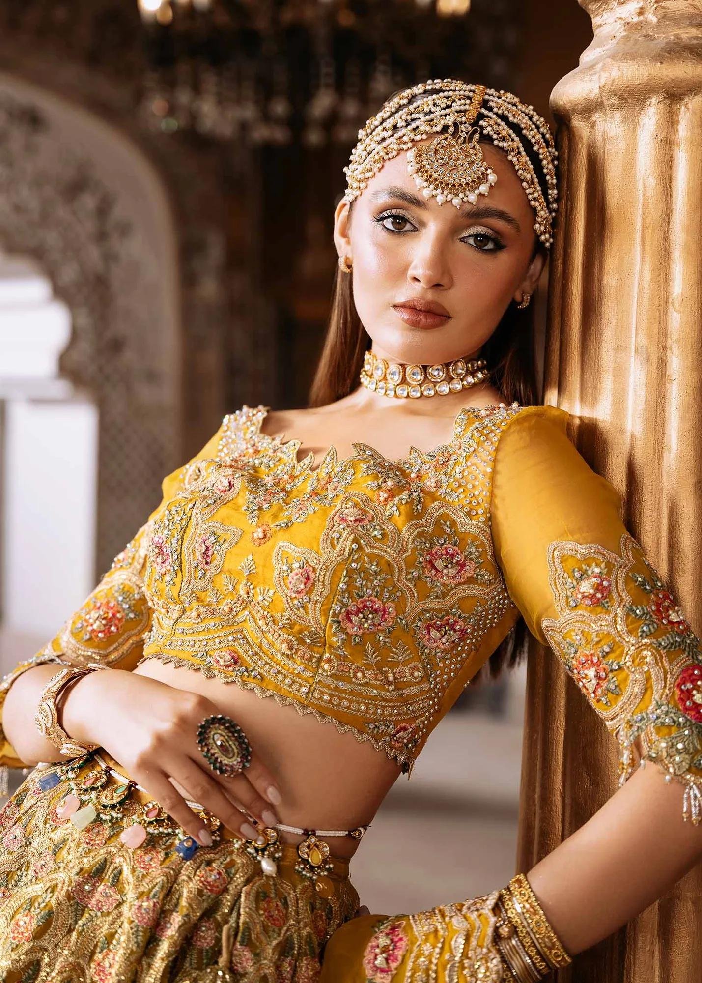 Elegant Yellow Pakistani Wedding Dress with Embroidery 4