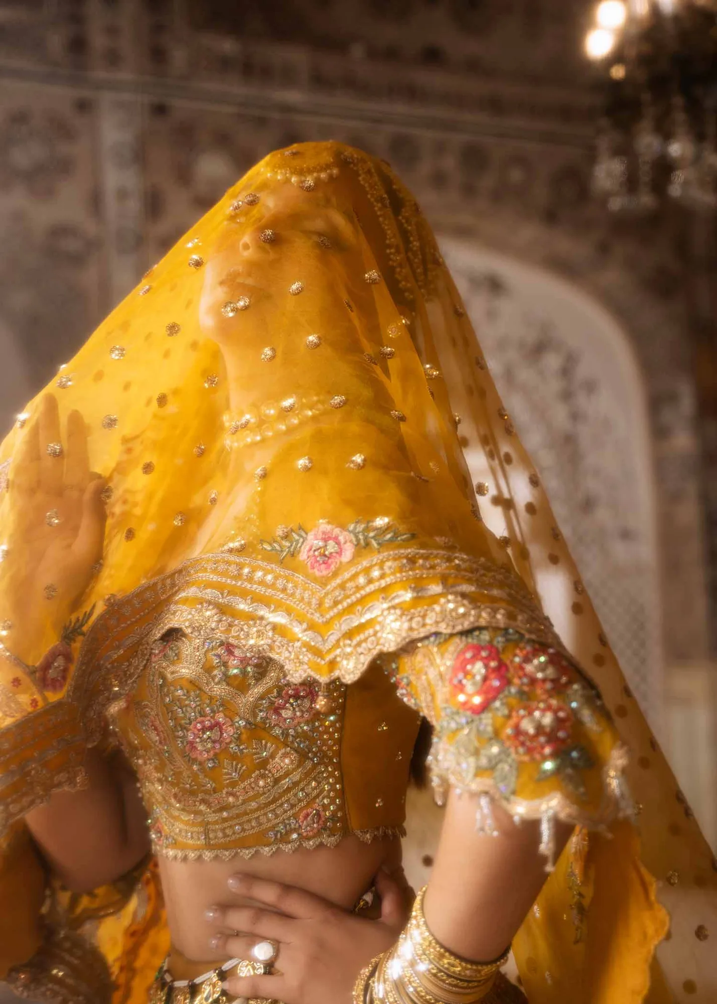 Elegant Yellow Pakistani Wedding Dress with Embroidery 6