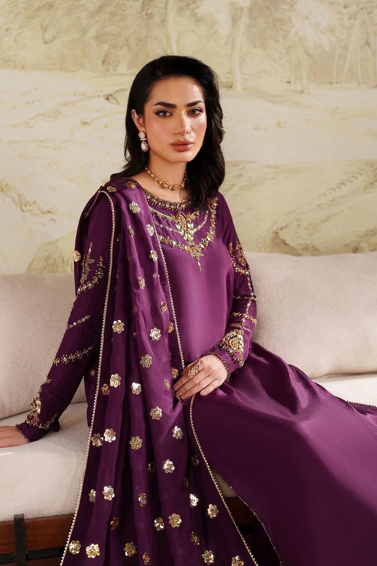 Elegant Hand Embellished Raw Silk Pakistani Designer Dress 3