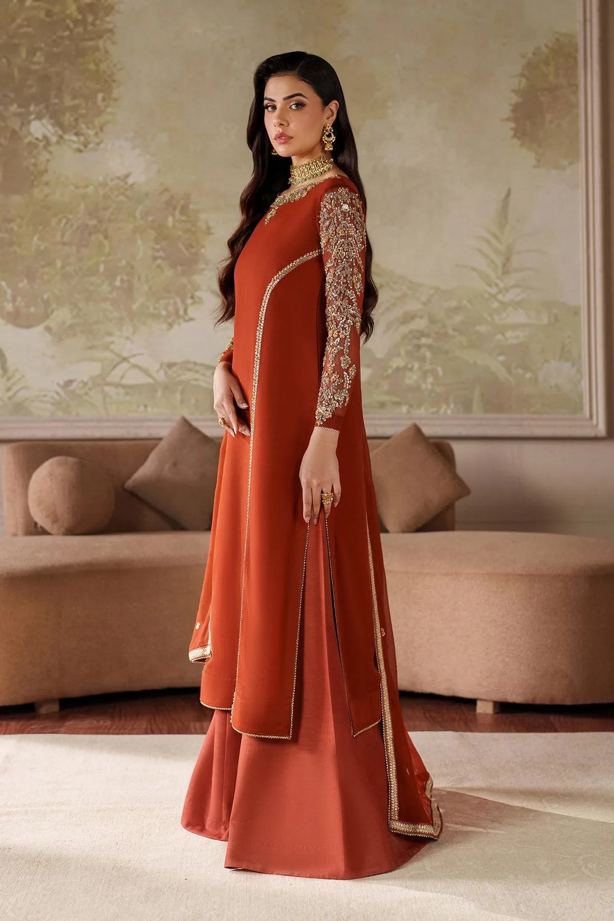 Elegant Hand Embellished Chiffon Pakistani Party Wear 2