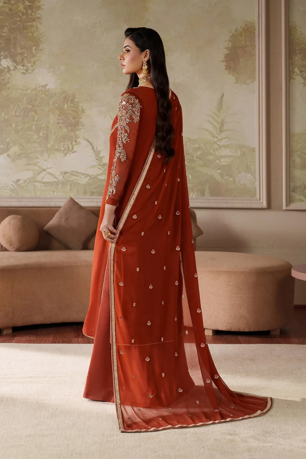 Elegant Hand Embellished Chiffon Pakistani Party Wear 3