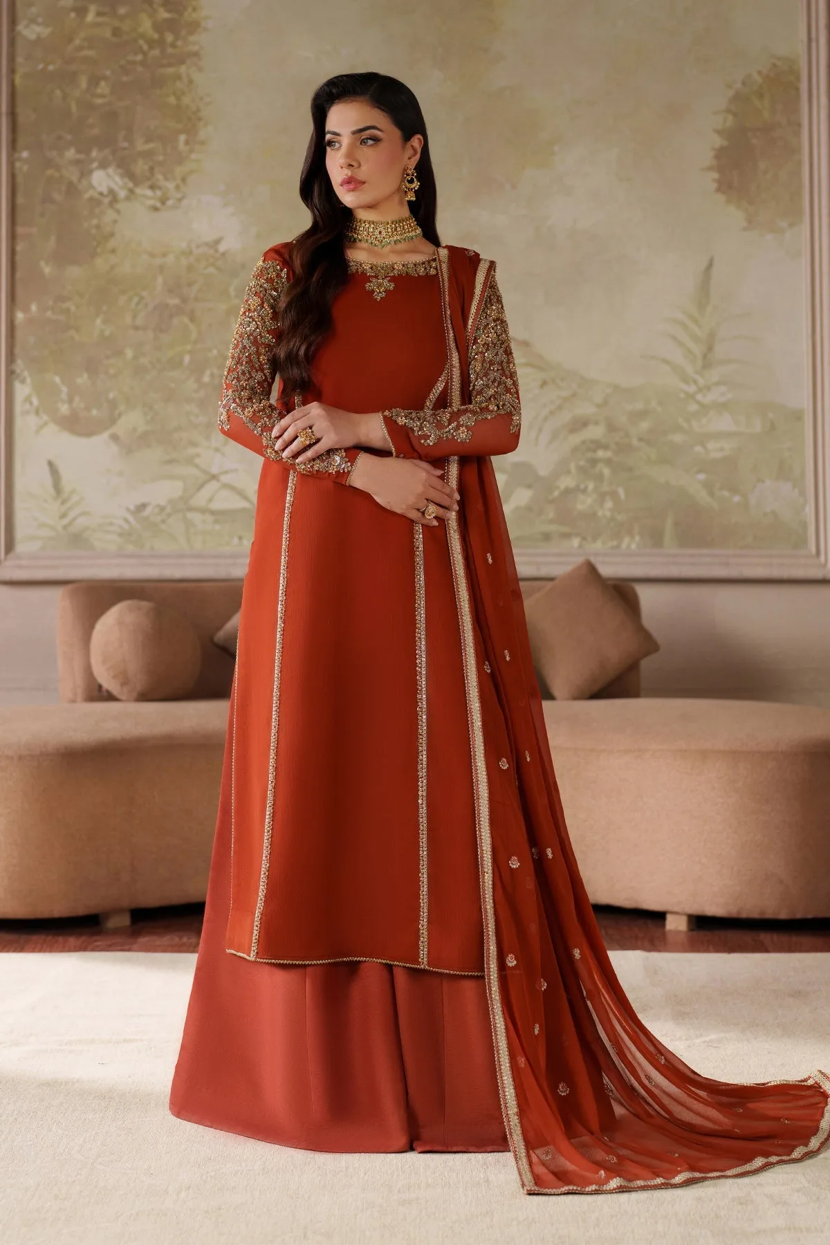 Elegant Hand Embellished Chiffon Pakistani Party Wear 8