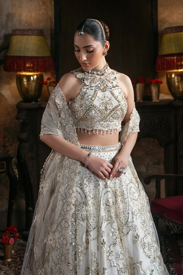 Embroidered Pakistani Bridal Dress with Organza Embellishment 8